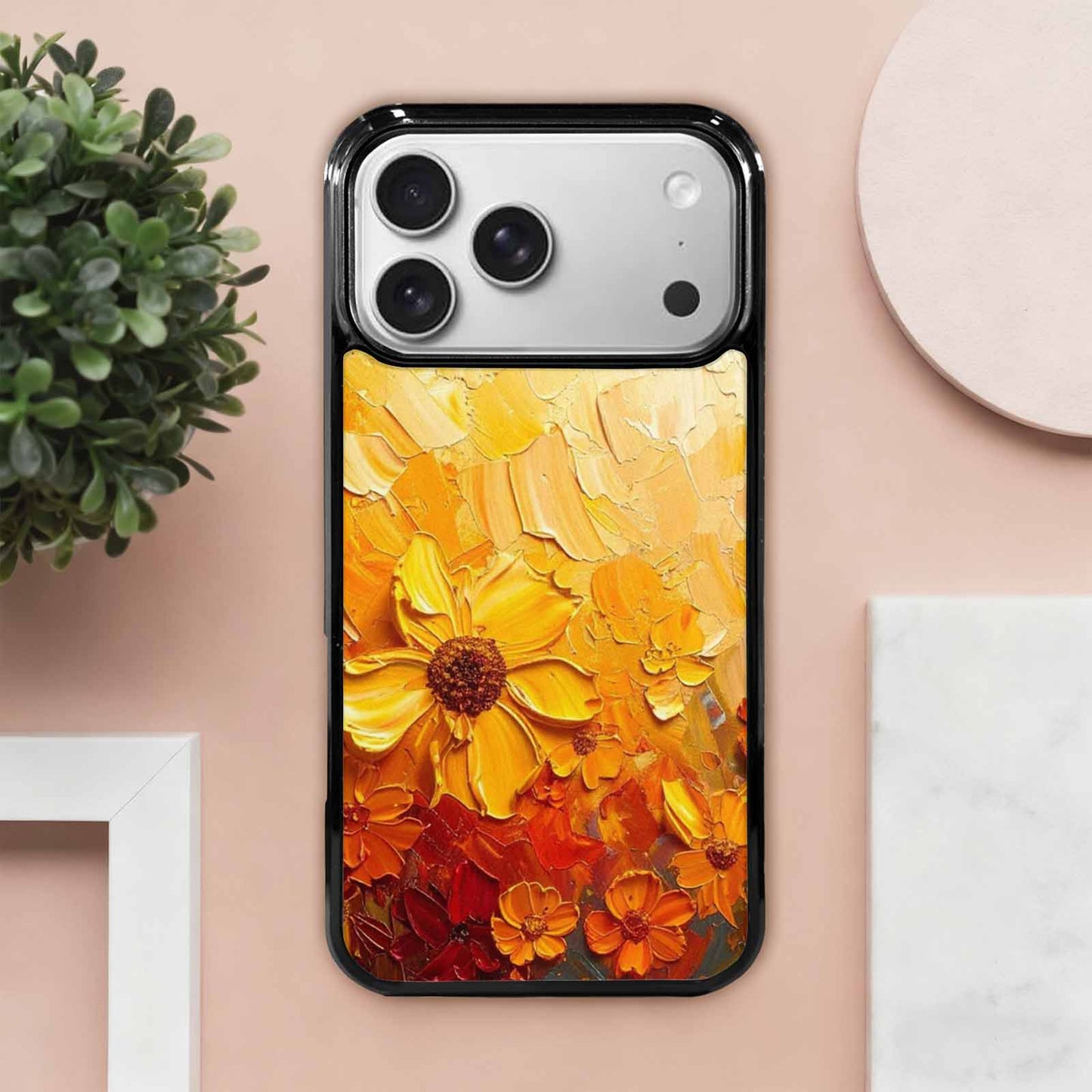iPhone 17 Pro Max Case — Impressionist Sunflower Brushstroke Pattern Floral, Custom Printed Phone Case