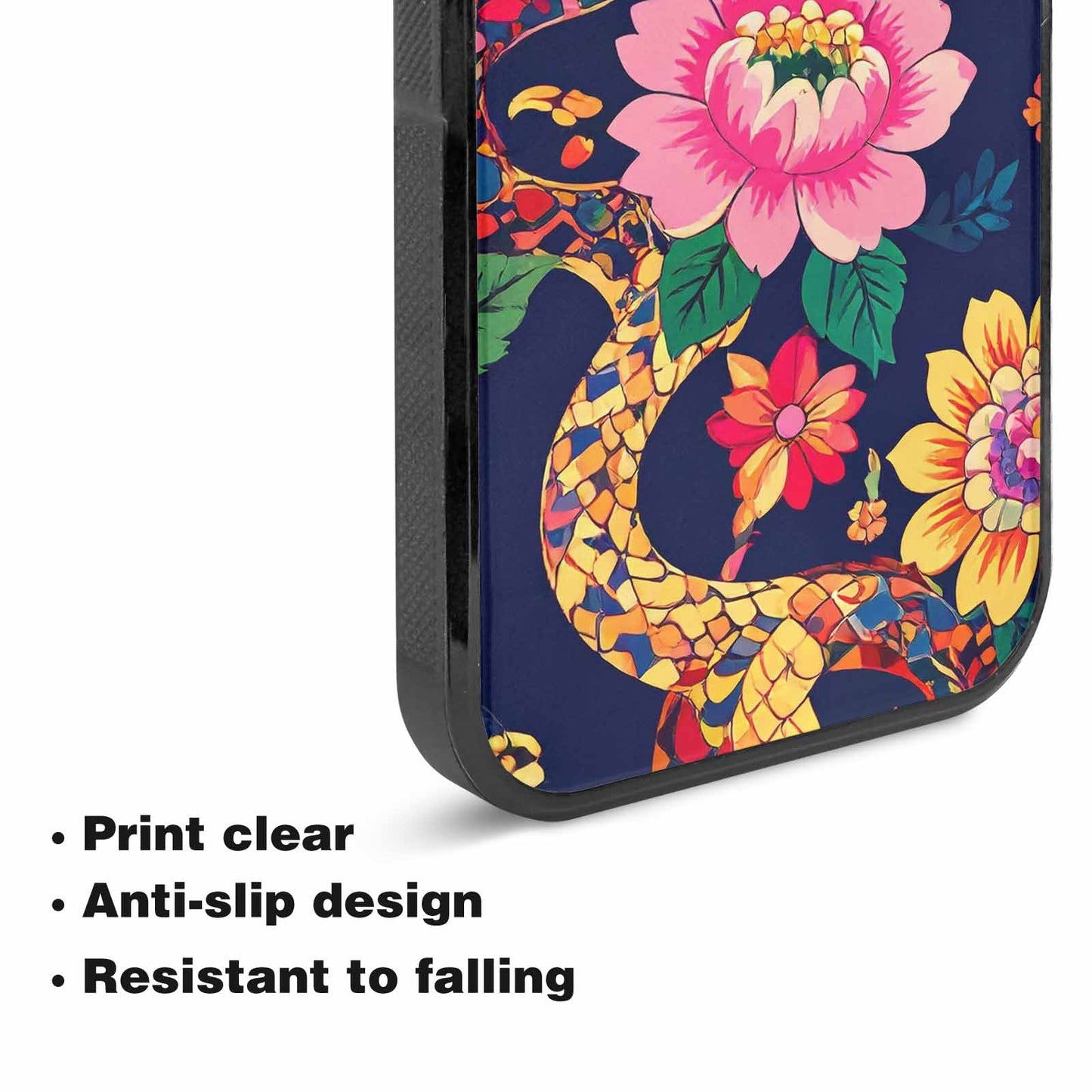 iPhone 15 Plus Case — Floral Snake Print Custom, Custom Phone Case