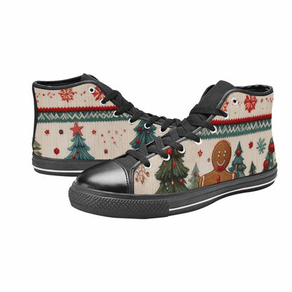 WOMEN'S Christmas Holly Snowflake High Top Canvas Grunge Sneakers