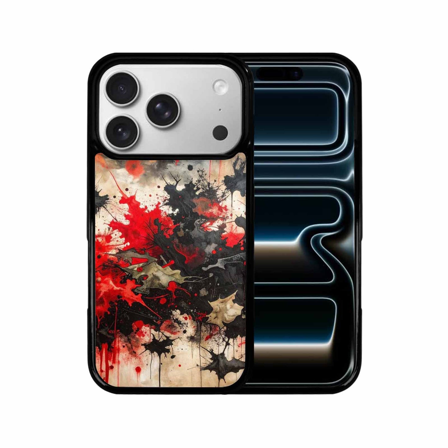 iPhone 17 Pro Case — Black Red Ink Camo Patches Camo, Custom Print Case Cover