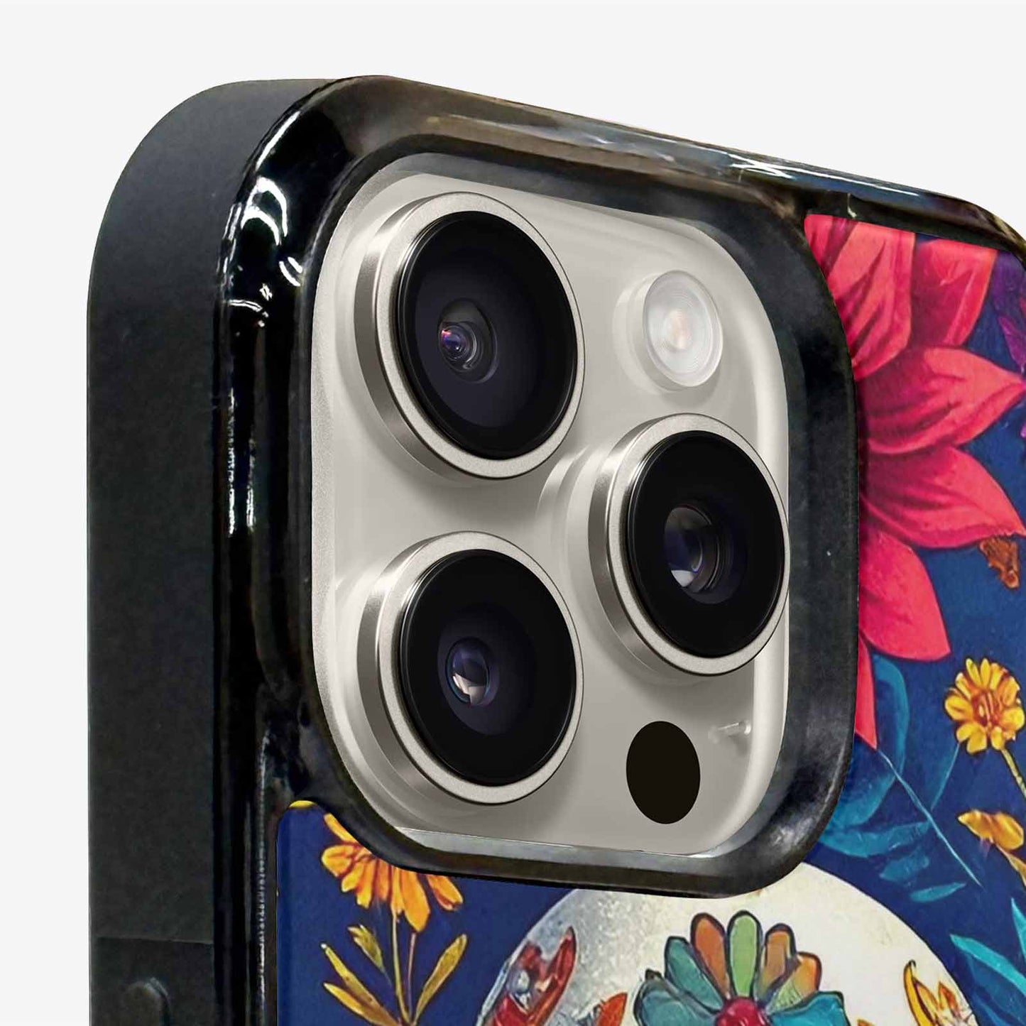 iPhone 16 Pro Max Case — Sunflower Skulls Print Custom, Custom Art Phone Cover