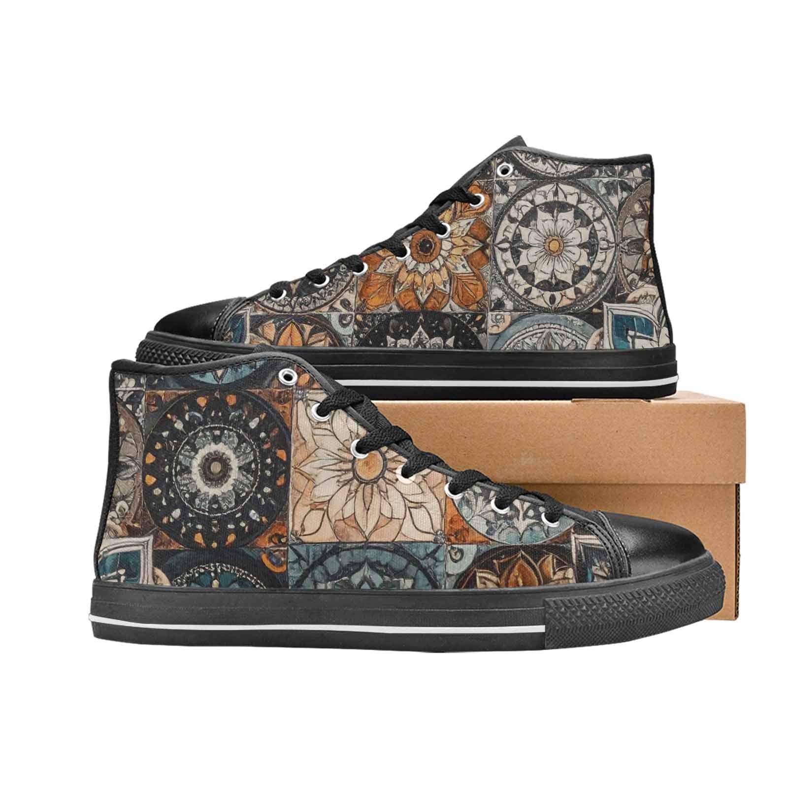 MEN'S Mandala High Top Canvas Vibrant Chaos Custom Sneakers