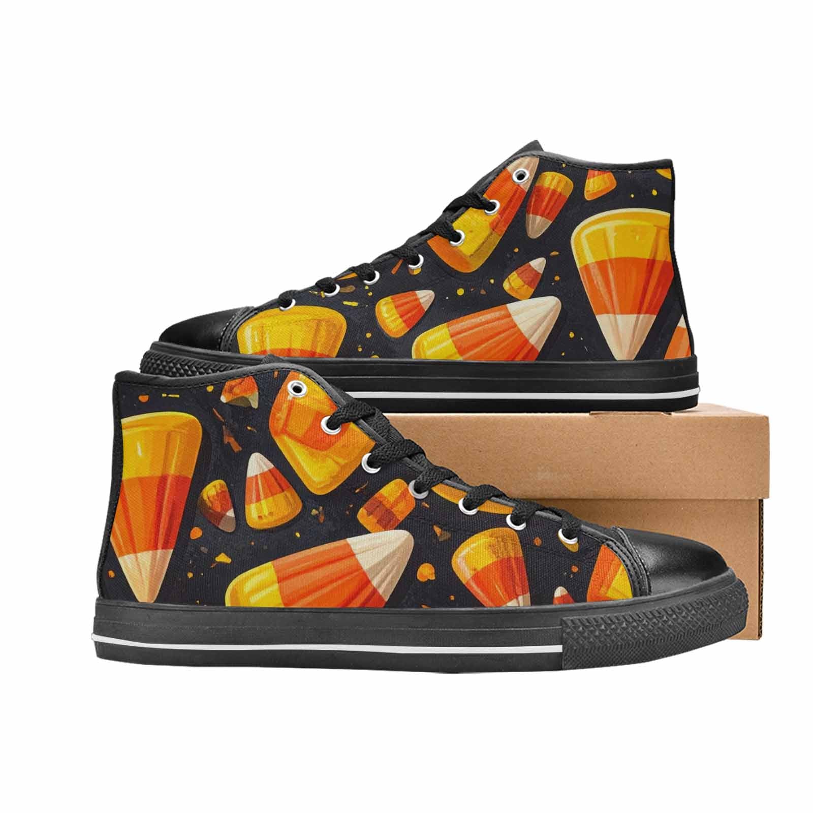 MEN'S Halloween Candy Corn High Top Canvas Cottagecore Sneakers