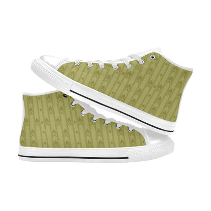 Liminal Horror High-Tops | Yellow Wallpaper Sneakers Kids' High Top Canvas Shoes-4 Sides (Model 017)