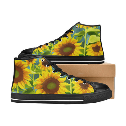 WOMEN'S Sunflowers Art 3 High Top Canvas Dark Academia Sneakers