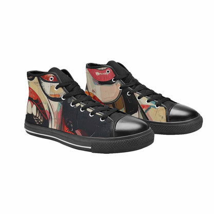 MEN'S Googly Cartoon Mouths High Top Canvas Vibrant Chaos Custom Sneakers