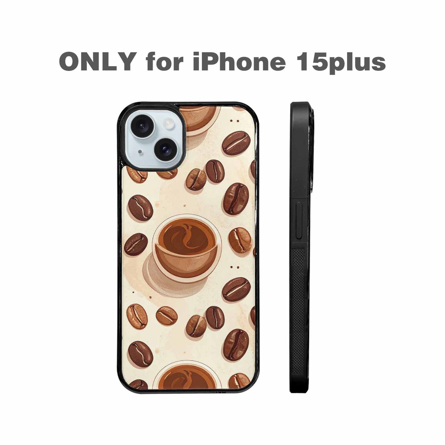 iPhone 15 Plus Case — Coffee Cup And Bean Pattern Seamless, Original Design Phone Case