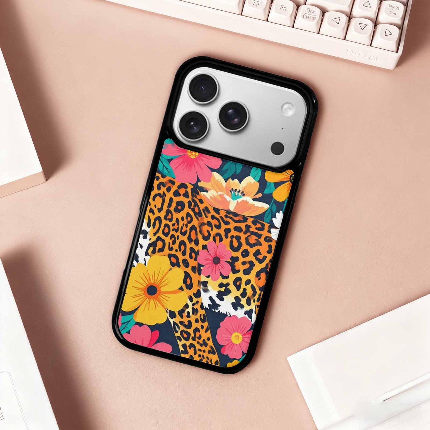 iPhone 17 Pro Case — Leopard Print Floral Seamless Pattern Animal, Custom Printed Phone Case