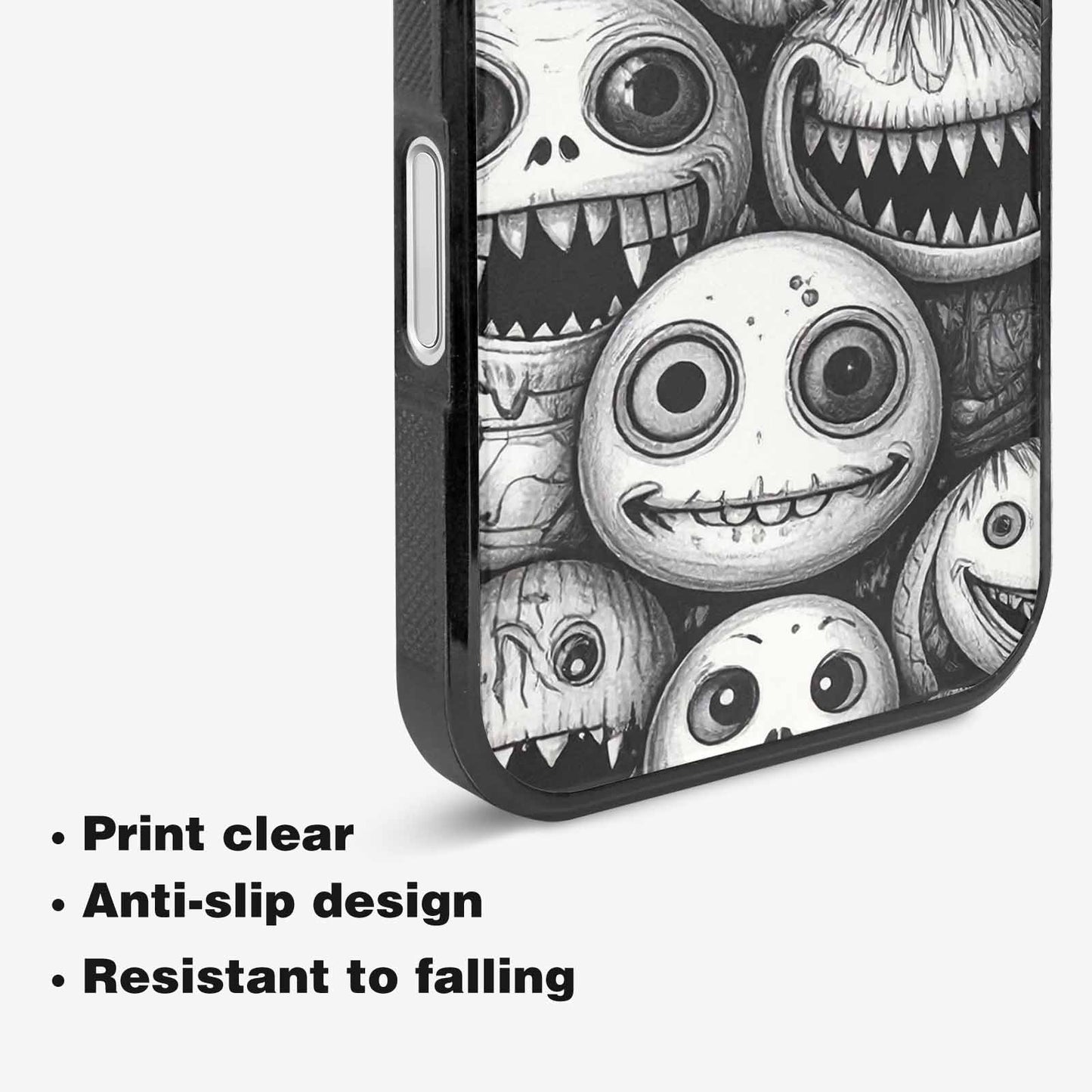 iPhone 16 Case — Black And White Monster Face Collage, Personalized Phone Case