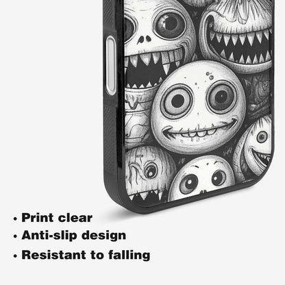 iPhone 16 Case — Black And White Monster Face Collage, Personalized Phone Case