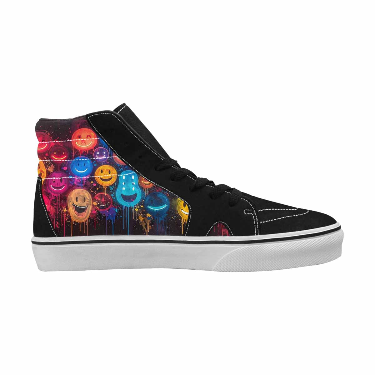 MEN'S Smiley Faces × Glow High Top Canvas Vibrant Chaos Sneakers