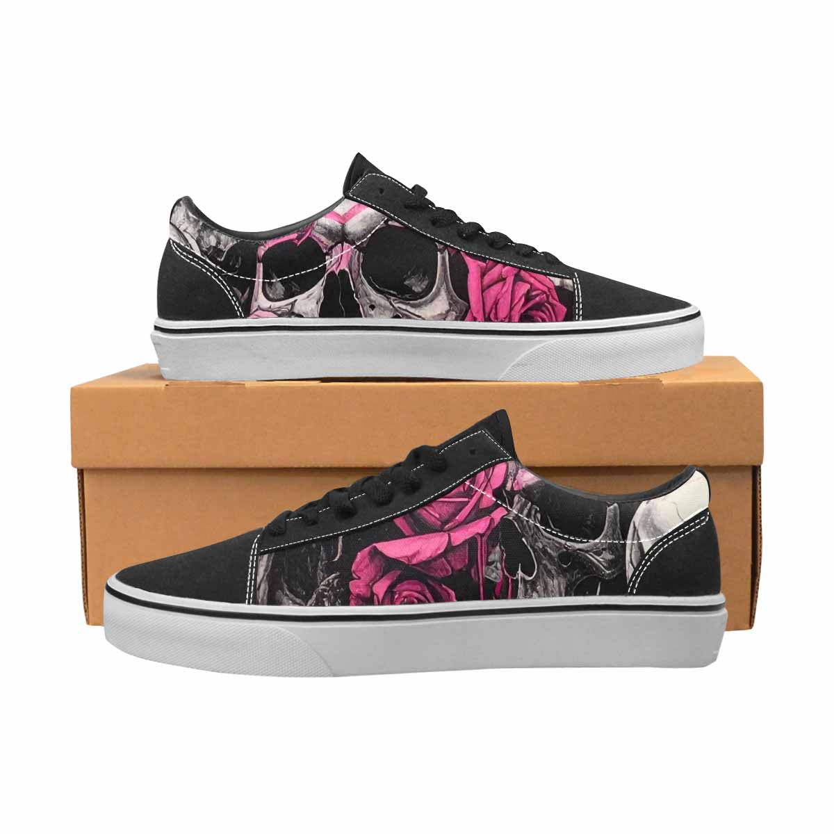WOMEN'S Skull Roses Lace-Up Canvas Vivid Custom Sneakers