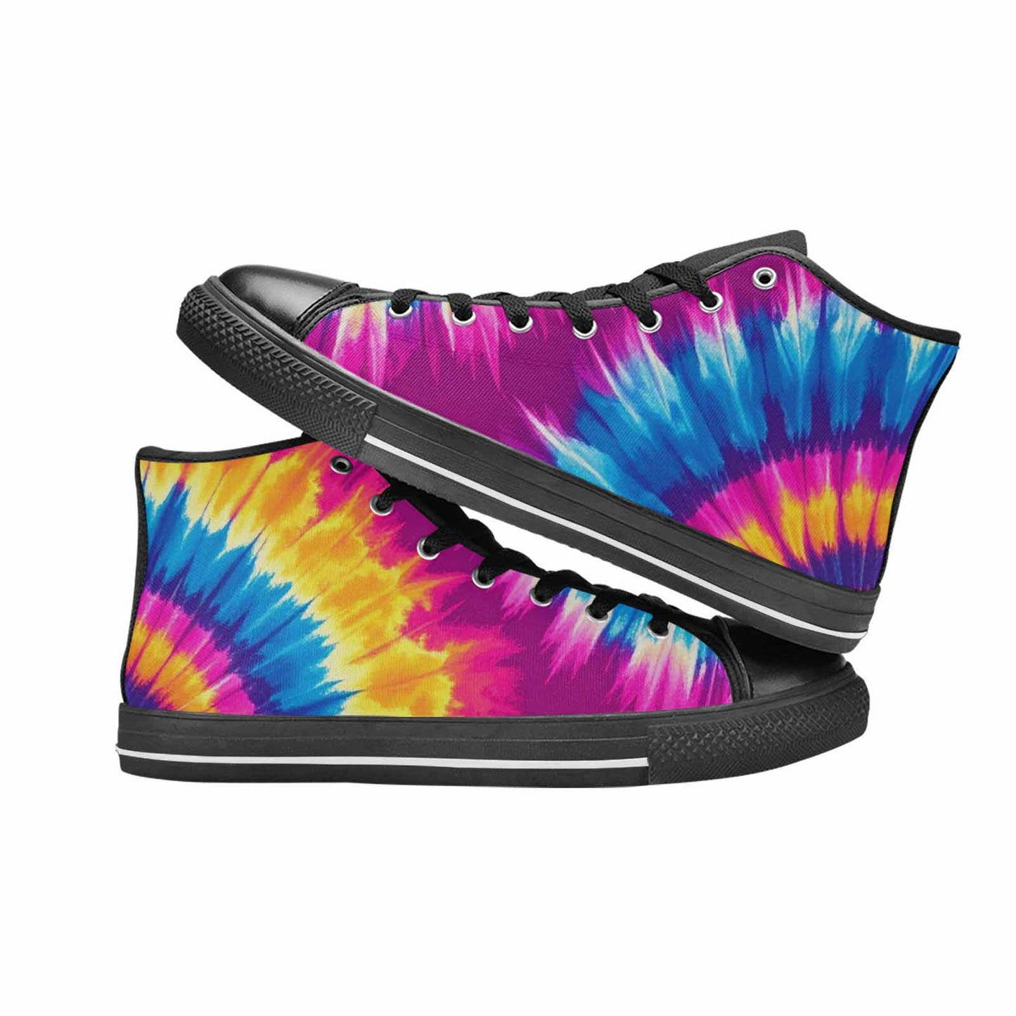 WOMEN'S Tie Dye Spiral High Top Canvas Wallpaper Art Custom Sneakers