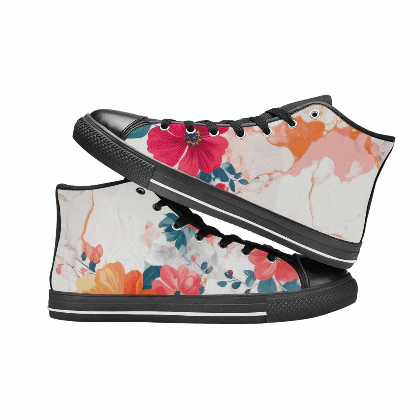 MEN'S Marble Floral High Top Canvas Y2K Shoes
