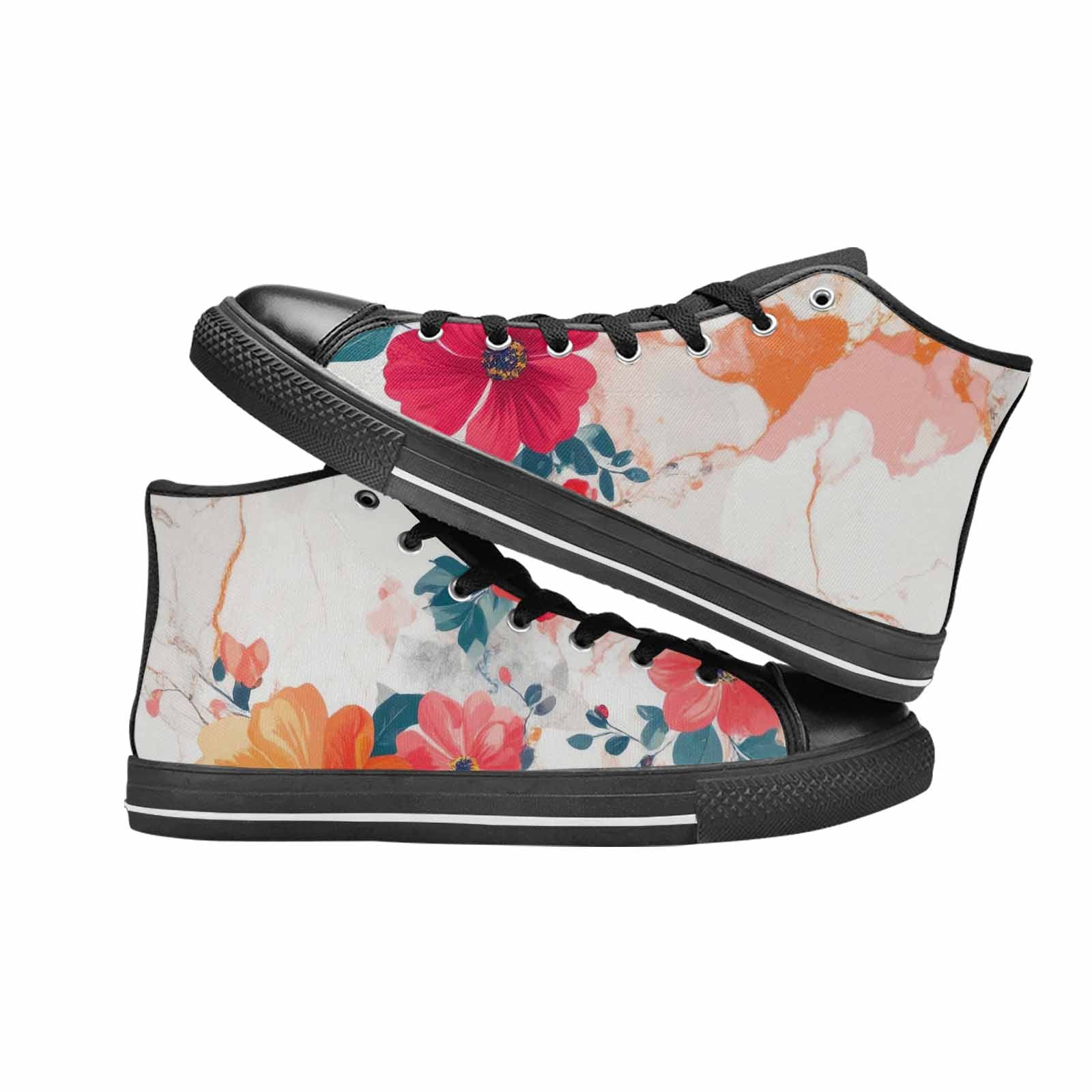MEN'S Marble Floral High Top Canvas Y2K Shoes