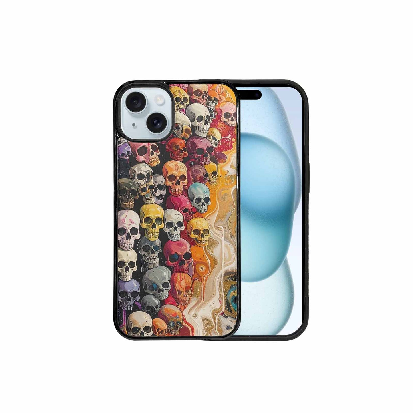 iPhone 15 Plus Case — Skulls Marbleskulls Pattern, Unique Phone Case Design
