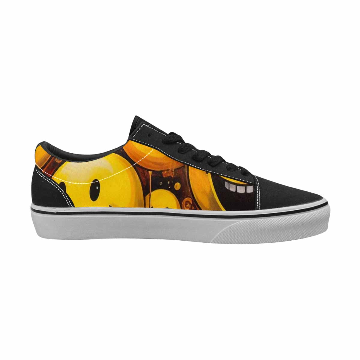 WOMEN'S Melting Moon Smiley — Lace-Up Canvas Neon Fantasy Custom Shoes