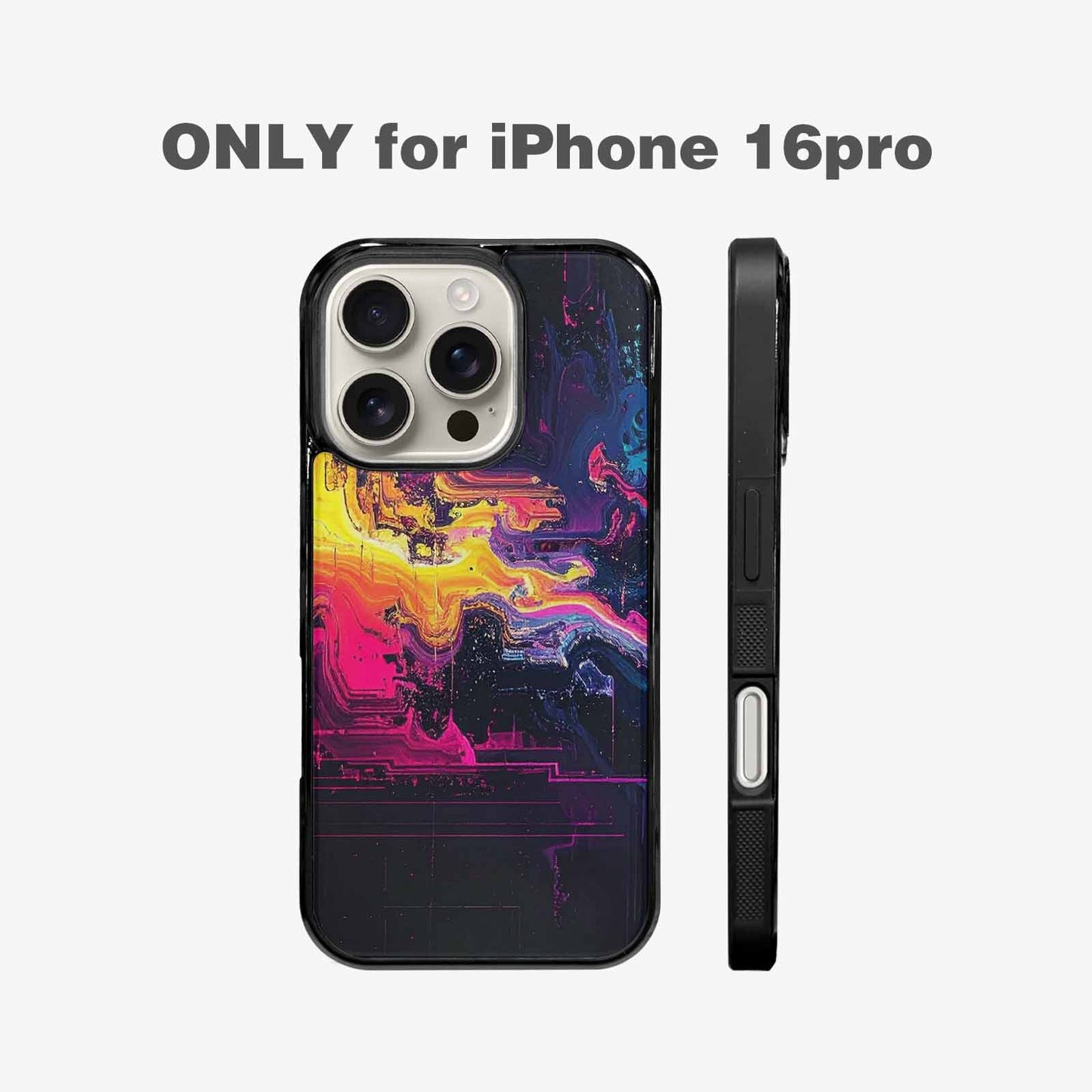 iPhone 16 Pro Case — Glitch Dark Art Seamless Pattern Vibrant, Custom Art Phone Cover