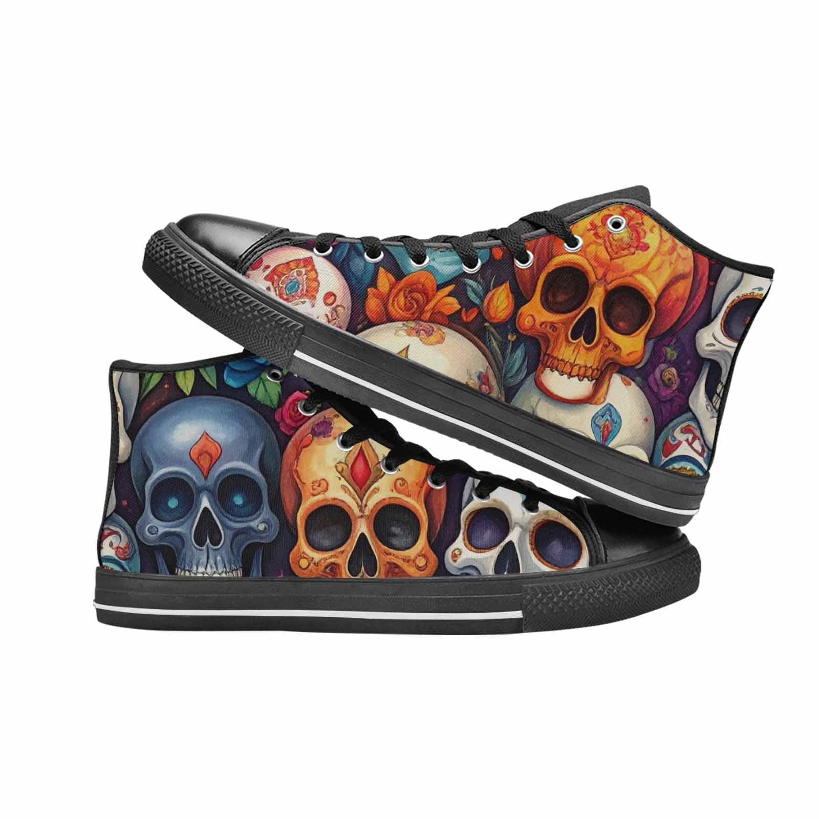 MEN'S Skull High Top Canvas Neon Fantasy Sneakers