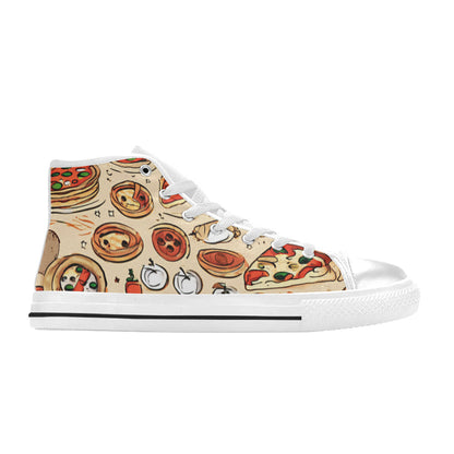 WOMEN'S Planet Pizza Art High Top Canvas Surreal Sneakers
