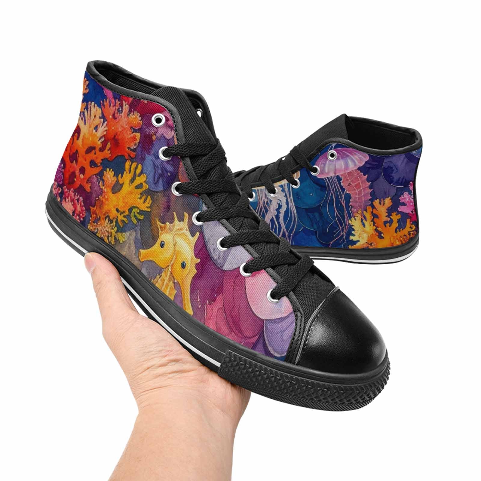 WOMEN'S Fish Scale Coral High Top Canvas Y2K Custom Sneakers