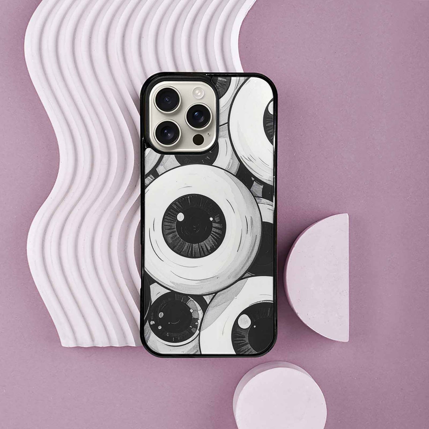 iPhone 16 Pro Max Case — Googly Cartoon Eyeballs, Custom Printed Phone Case