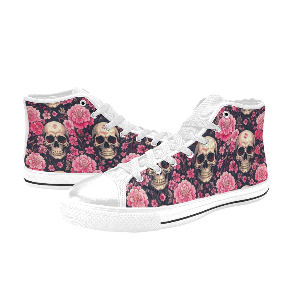 MEN'S Skull Cherry Blossom High Top Canvas Aesthetic Sneakers