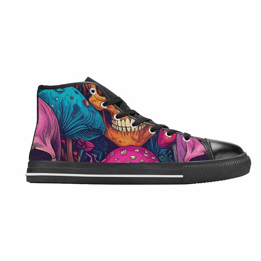 WOMEN'S Mushroom Skull High Top Canvas Neon Fantasy Shoes