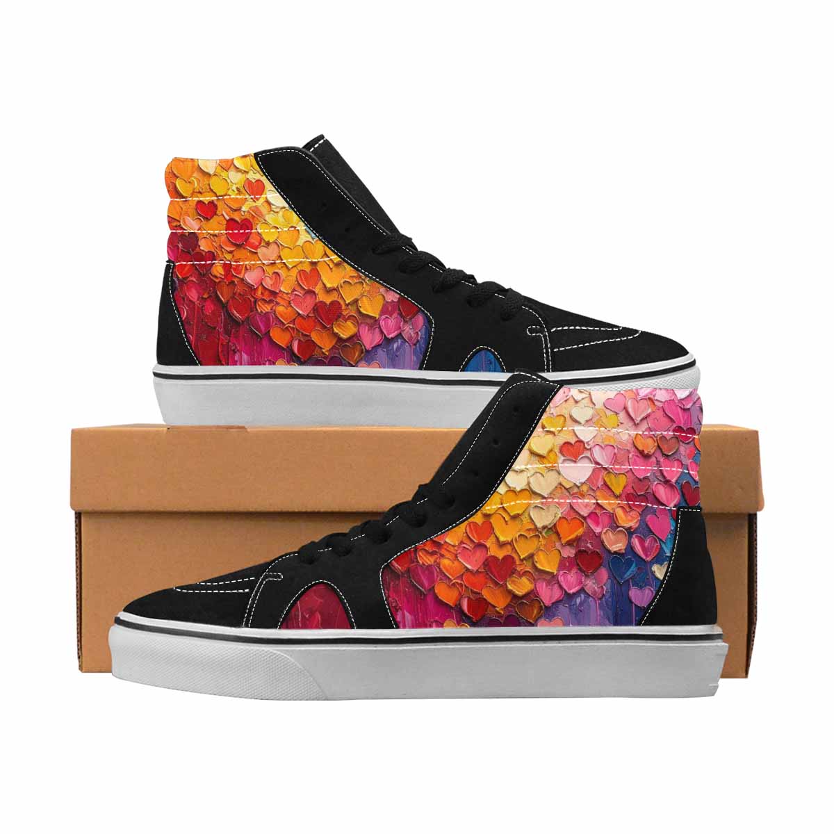 MEN'S Hearts Full Color High Top Canvas Made To Order Dark Academia Sneakers