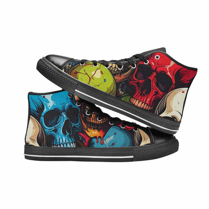 MEN'S Dripping Skulls Collage High Top Canvas Surreal Sneakers