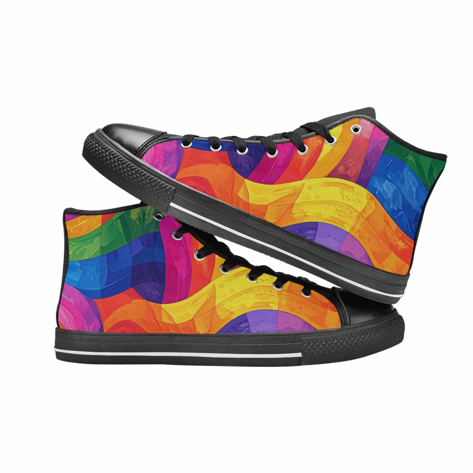 MEN'S Rainbow Pride Flag High Top Canvas Neon Fantasy Custom Shoes