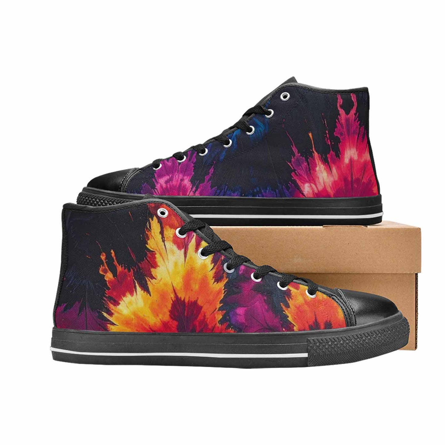 WOMEN'S Tie Dye Dark High Top Canvas Aesthetic Shoes