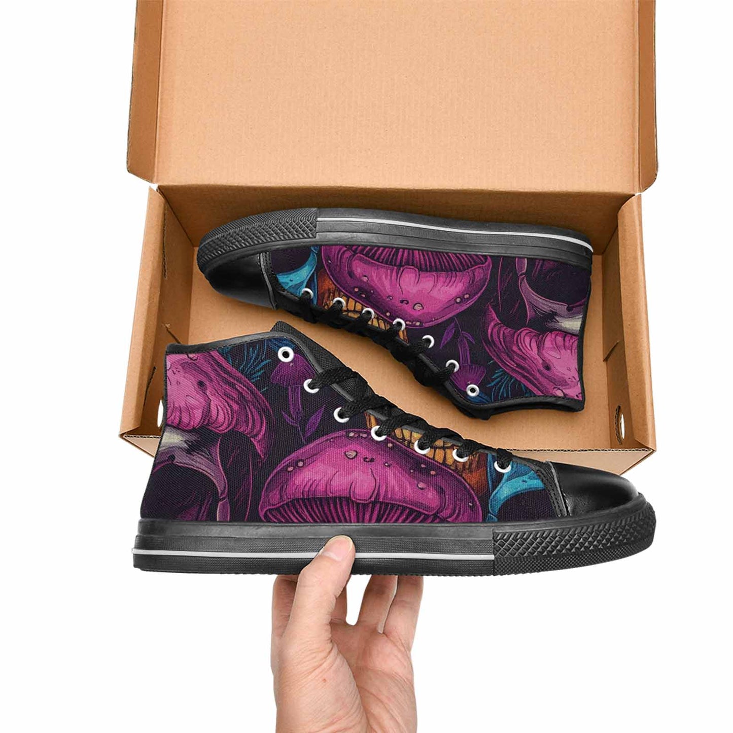 MEN'S Mushroom Skull High Top Canvas Surreal Custom Sneakers