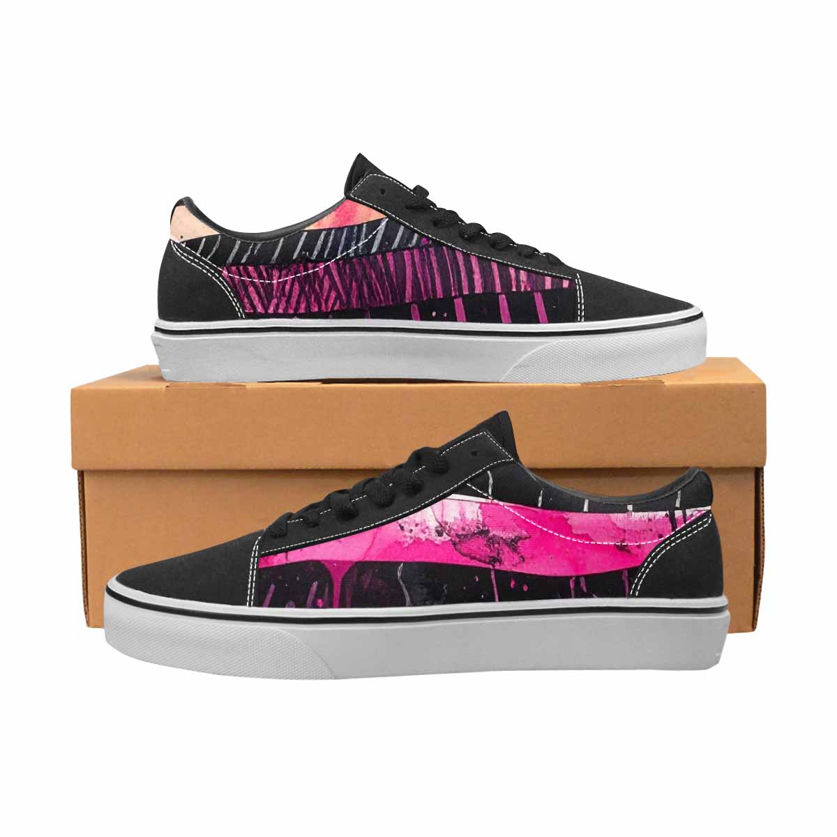 WOMEN'S Zebra Stripe Burst Lace-Up Canvas Vibrant Chaos Custom Sneakers