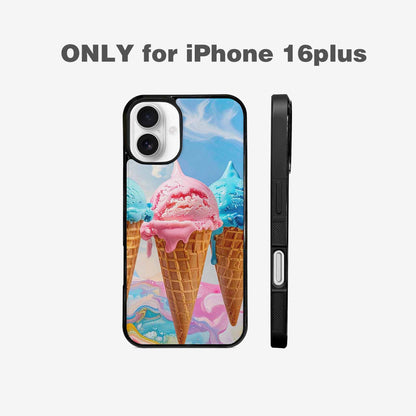 iPhone 16 Plus Case — Collage Of Overlapping Waffle Cone Icecream, Custom Designed Case Cover