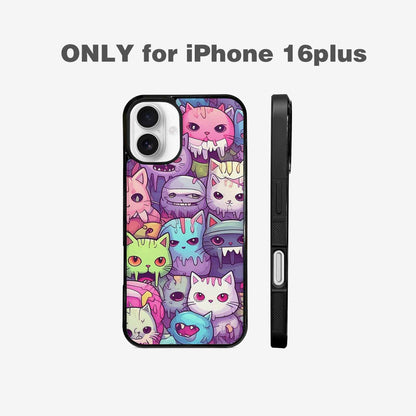 iPhone 16 Plus Case — Pastel Gore Cat Character Pattern Hundreds, Custom Printed Phone Case