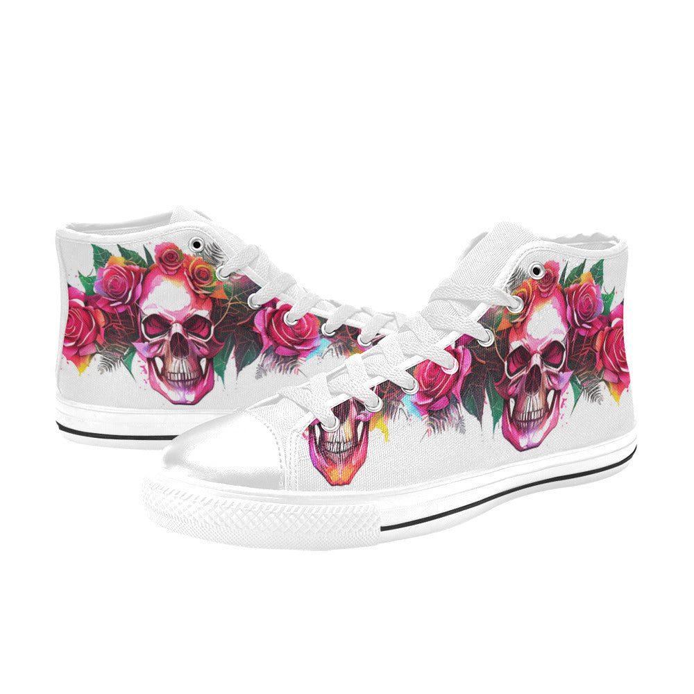 MEN'S Skulls Roses Deluxe 11 High Top Canvas Cottagecore Sneakers