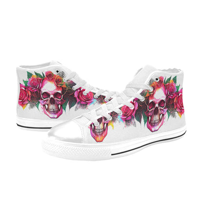 MEN'S Skulls Roses Deluxe 11 High Top Canvas Cottagecore Sneakers