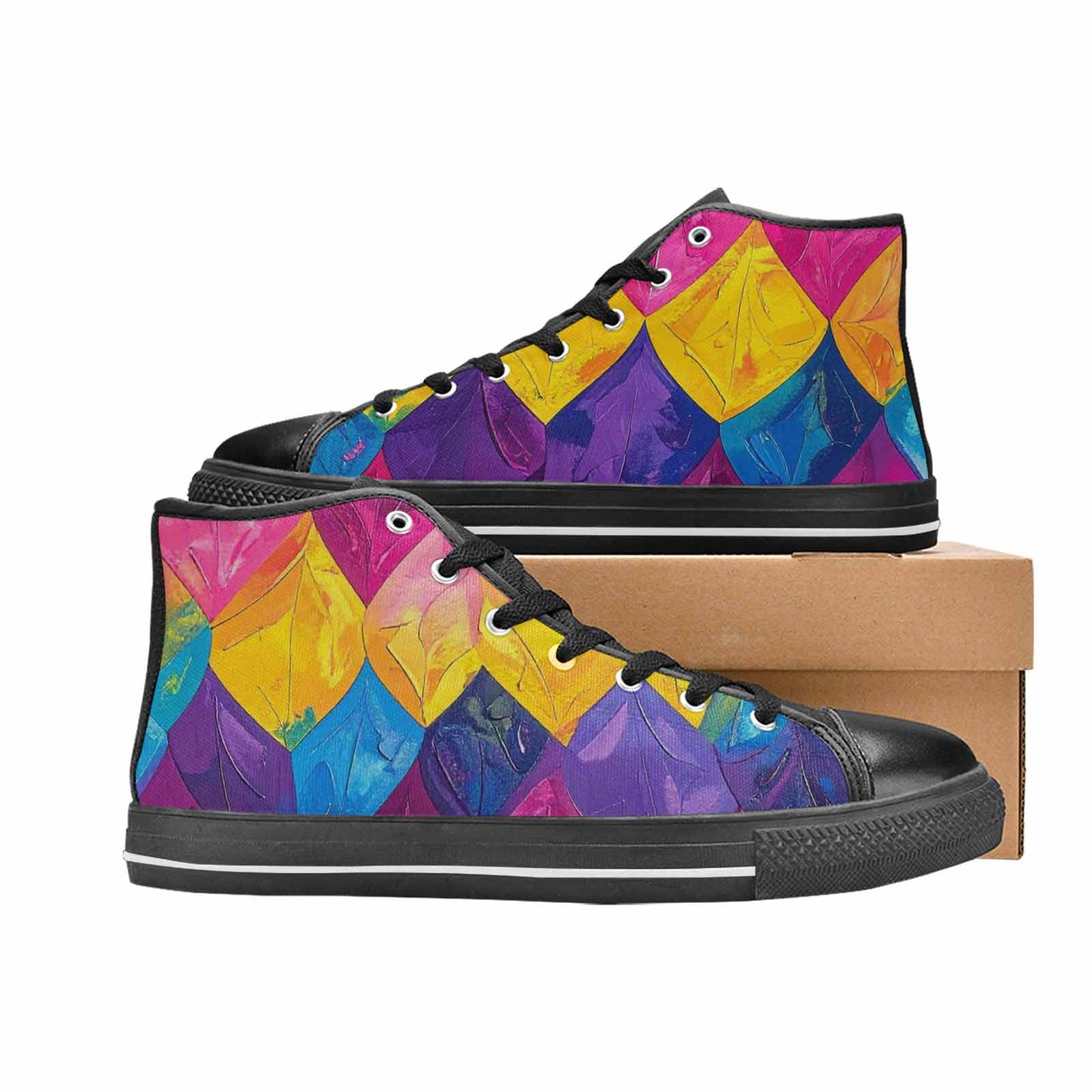 MEN'S Pansexual Flag Color High Top Canvas Surreal Custom Shoes
