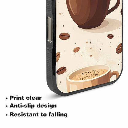 iPhone 16 Pro Max Case — Coffee Cup And Bean Pattern Seamless, Custom Made Phone Cover