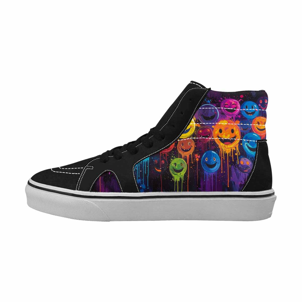 MEN'S Smiley Faces × Glow High Top Canvas Grunge Custom Shoes