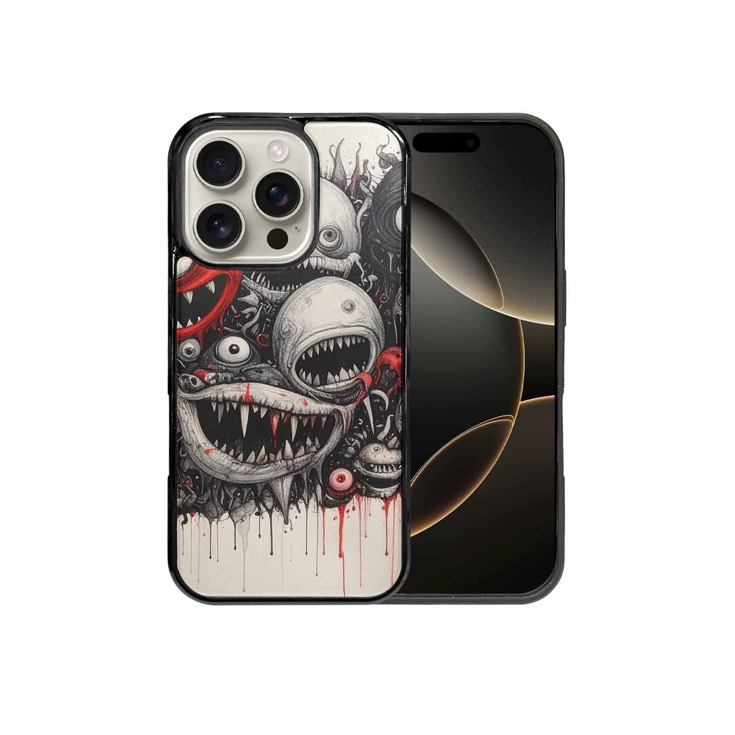 iPhone 16 Pro Case — Multi Eye Monster Black Red Ink, Custom Designed Case Cover
