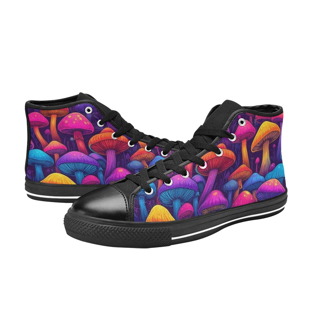 WOMEN'S Psychedelic Mushroom Cartoon Pattern High Top Canvas Grunge Shoes
