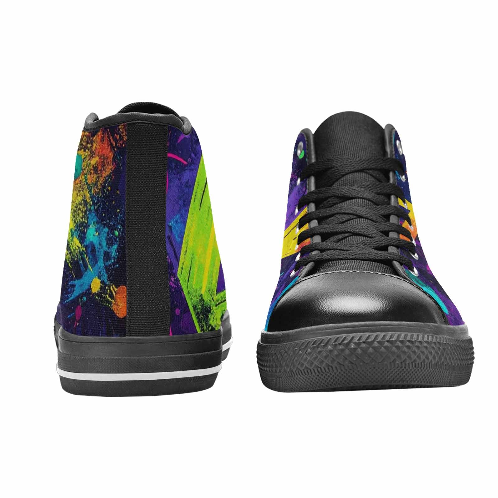 WOMEN'S Memphis Squiggles Triangles Dots High Top Canvas Grunge Sneakers
