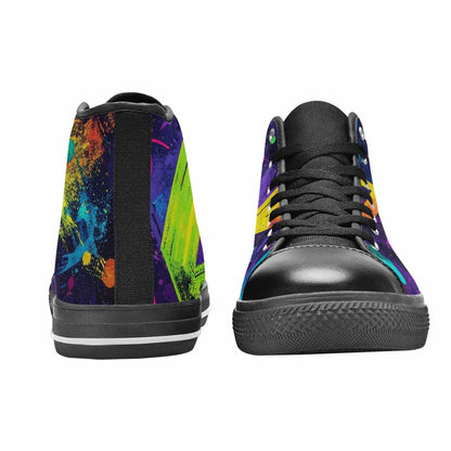 WOMEN'S Memphis Squiggles Triangles Dots High Top Canvas Grunge Sneakers
