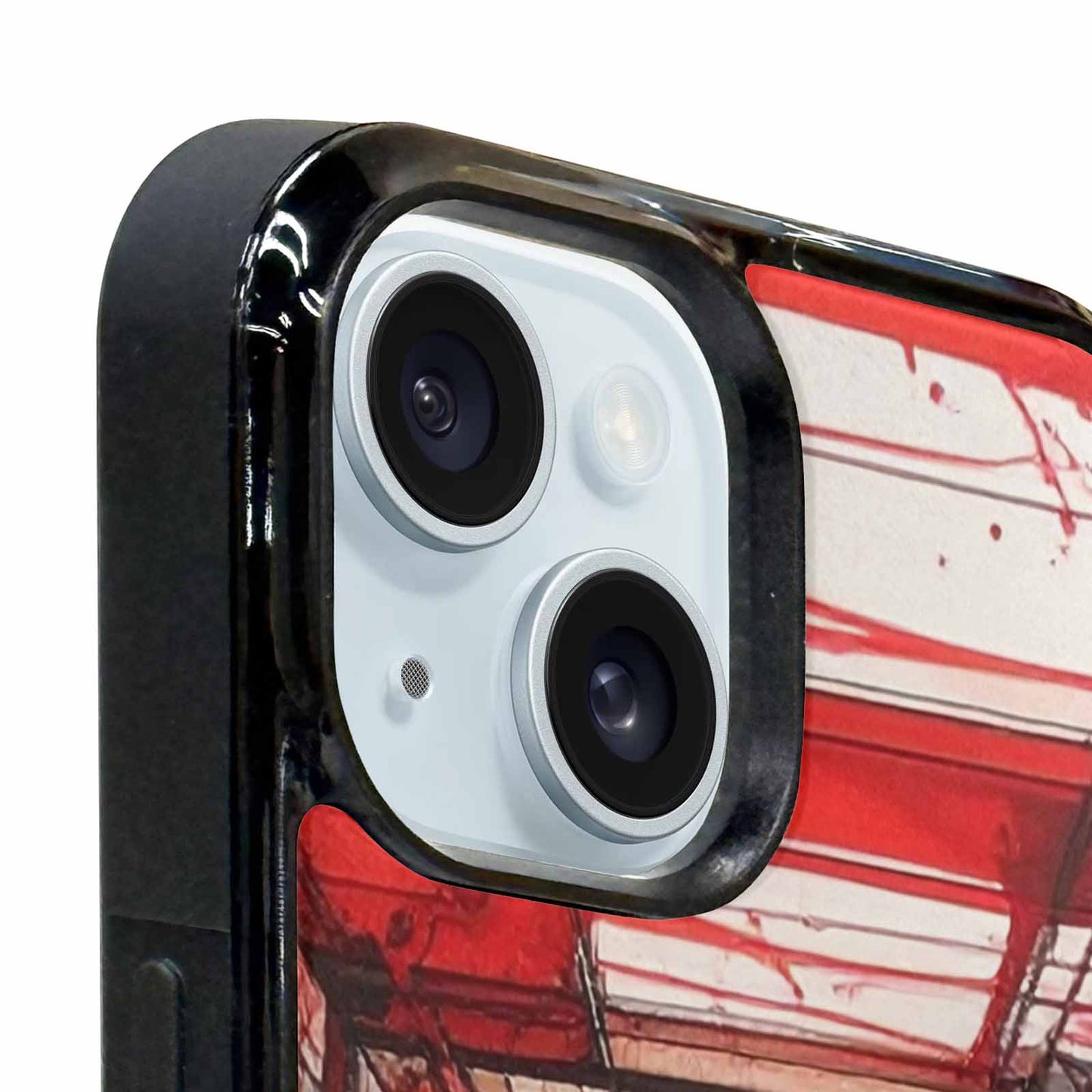 iPhone 15 Plus Case — Liminal Space Fragment Black Red Ink, Customized Protective Case