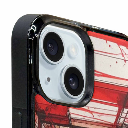 iPhone 15 Plus Case — Liminal Space Fragment Black Red Ink, Customized Protective Case
