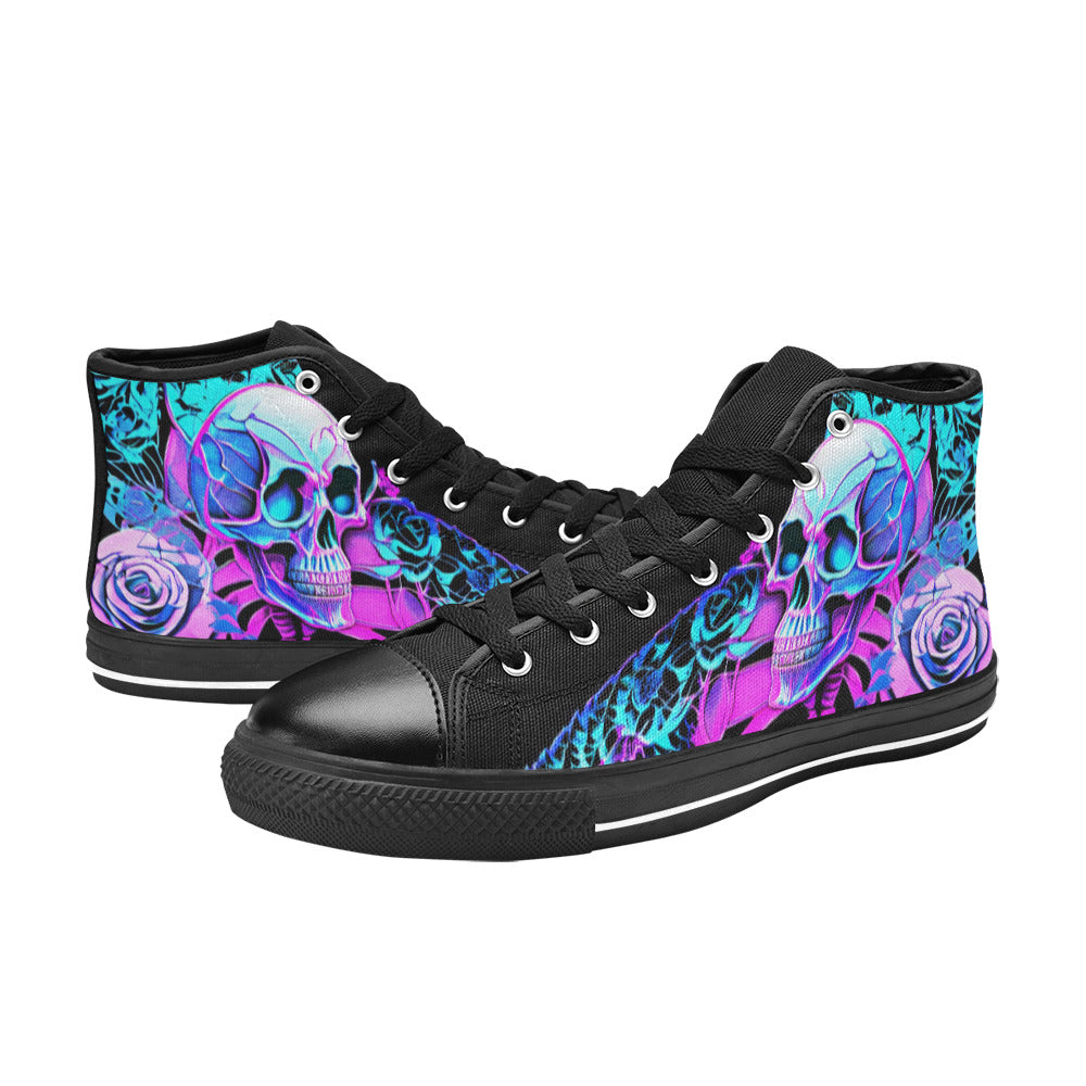 WOMEN'S Butterfly Roses Skulls High Top Canvas Aesthetic Shoes