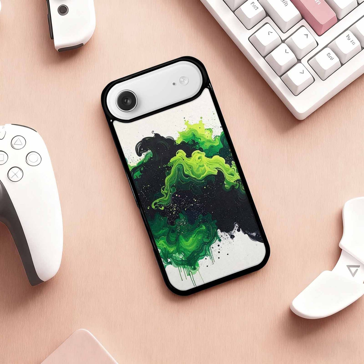 iPhone 17 Air Case — Black Green Ink Galaxy Nebula Galaxy, Custom Designed Case Cover