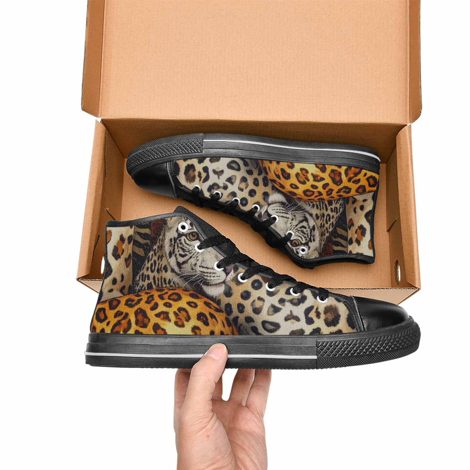 MEN'S Animal Print High Top Canvas Neon Fantasy Shoes